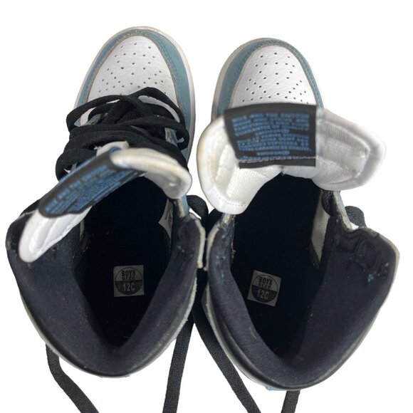 Nike Air Jordan 1 Retro Blue & White Leather High OG UNC Boys Sneakers Size 12C - Picture 9 of 10